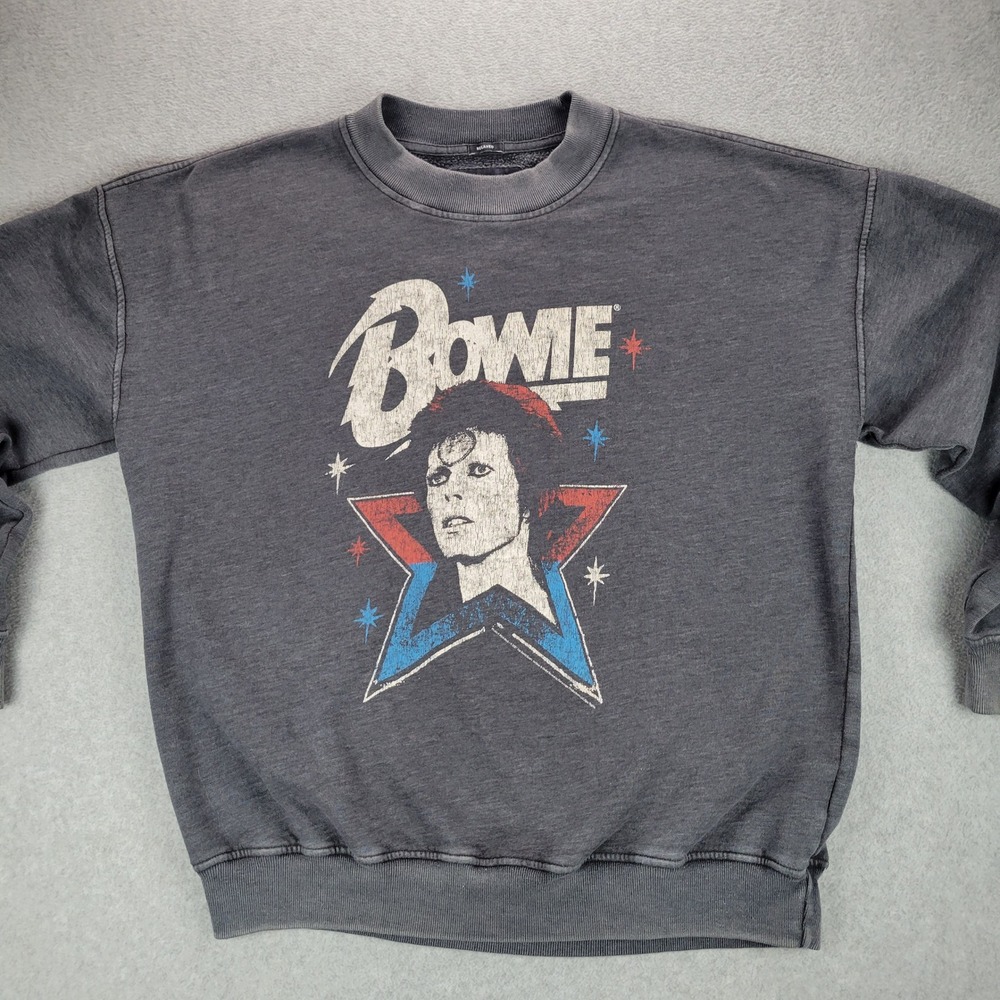Abercrombie & Fitch David Bowie Sweatshirt Mens Medium Gray Ziggy Stardust Tour - Picture 3 of 9